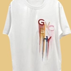 Givenchy  White Tee with Multicolor Graphic Men/Women  Attire